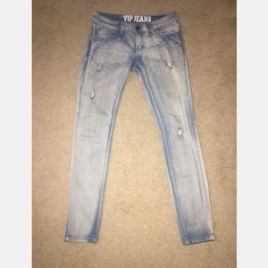 VIP Jeans Sz 5 / 6 Adorable Light Wash Blue Jeans w Pearl Accents